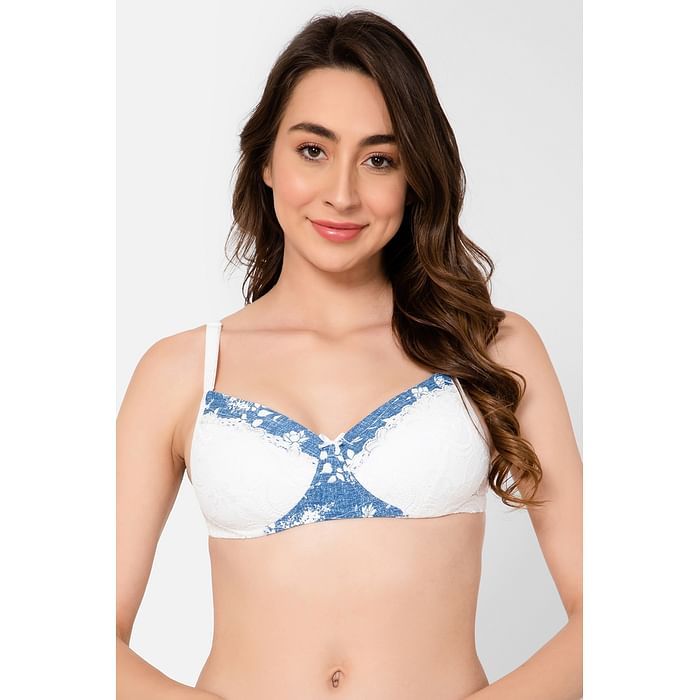 

Clovia Padded Non-Wired Full Cup Floral Print Multiway Bra in White - BR2388S18