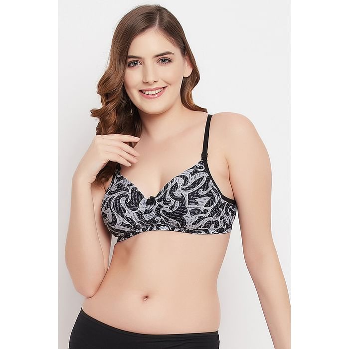 

Clovia Padded Non-Wired Full Cup Printed Multiway T-shirt Bra in Grey - BR0935N01, Light grey