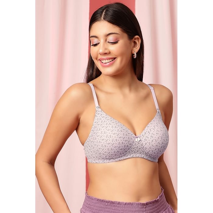 

Clovia Padded Non-Wired Full Cup Printed Multiway T-shirt Bra in Lilac - Cotton - BR2395D12, Lavender