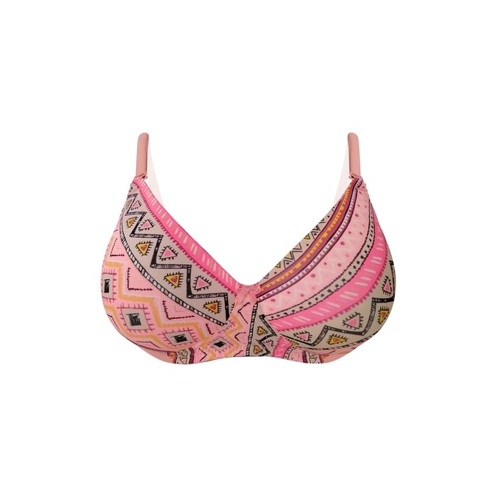 

Clovia Padded Non-Wired Full Cup Aztec Print Multiway T-shirt Bra in Pink - BR1277E19, Multicolour
