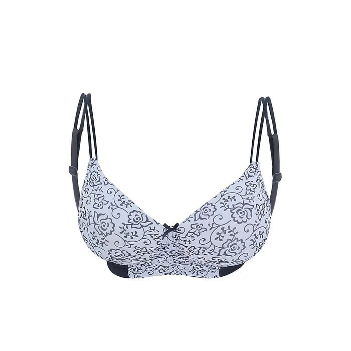 

Clovia Padded Non-Wired Full Cup Floral Print T-shirt Bra in White - BR1737Y18