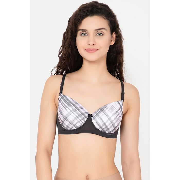 

Clovia Padded Non-Wired Full Cup Printed Multiway T-shirt Bra in White - BR1686U18