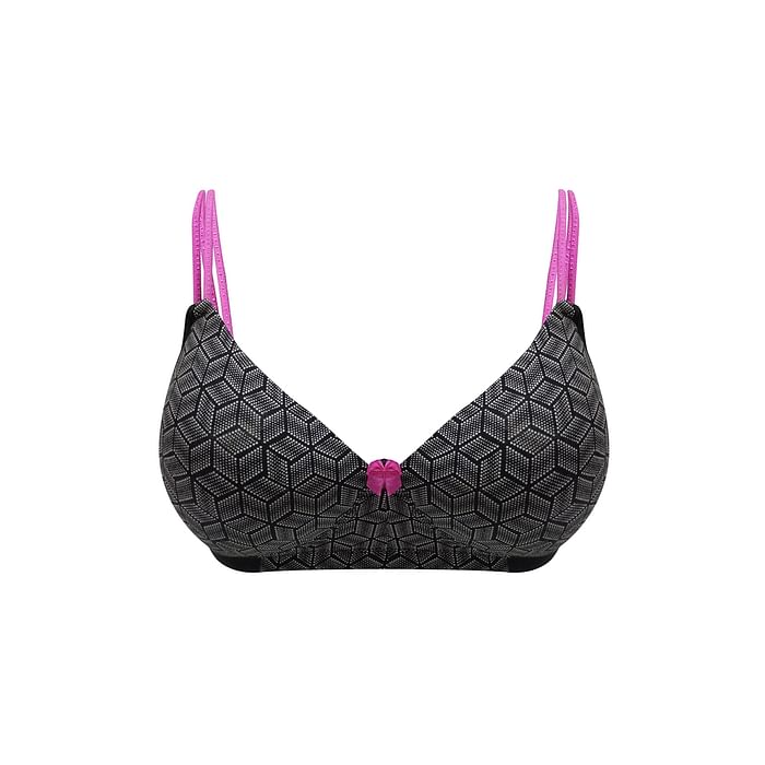 

Clovia Padded Non-Wired Full Cup Printed T-shirt Bra in Black - BR1737N13