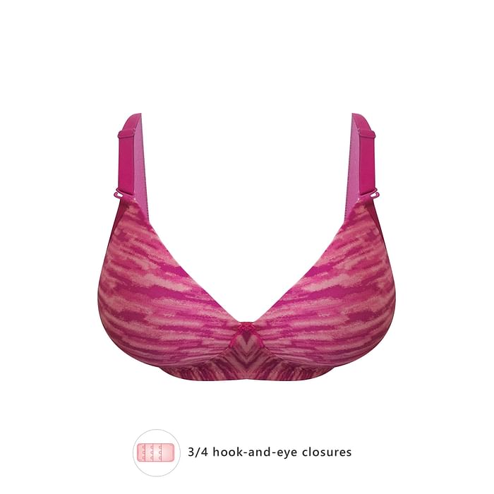 

Clovia Padded Non-Wired Full Cup Printed Multiway T-shirt Bra in Dark Pink - BR1277J14