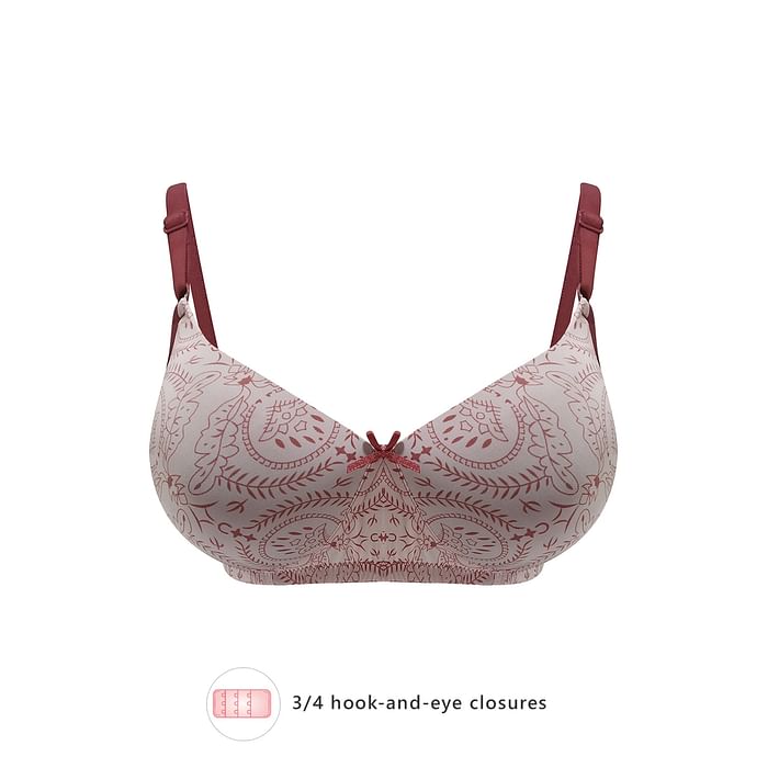 

Clovia Padded Non-Wired Full Cup Printed T-shirt Bra in Dusty Pink - BR1277N22, Light pink