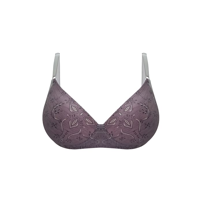 

Clovia Padded Non-Wired Full Cup Floral Print T-shirt Bra in Mauve - BR0935N12, Lavender