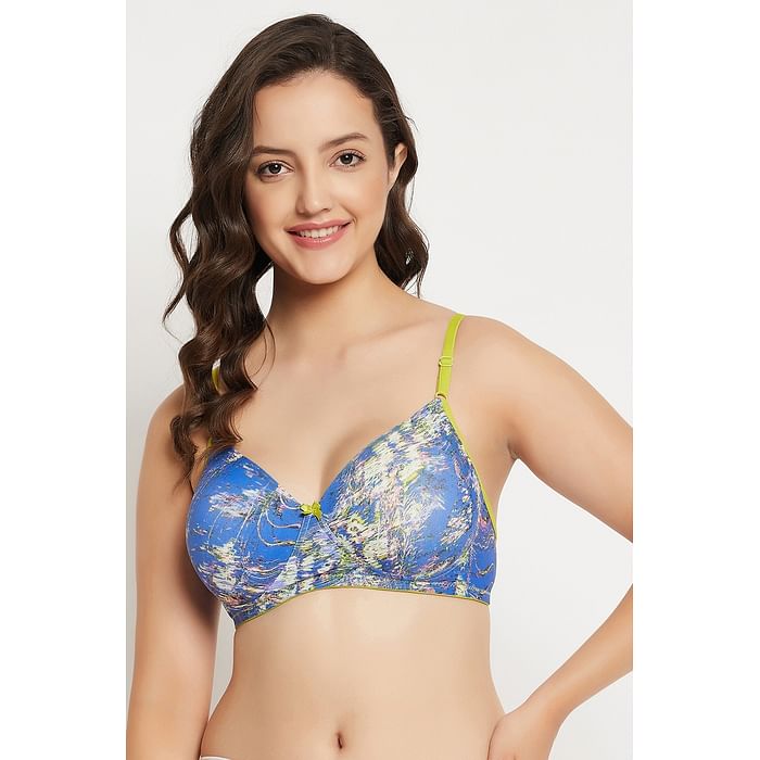 

Clovia Padded Non-Wired Full Cup Printed T-shirt Bra in Multicolour - BR0935O19