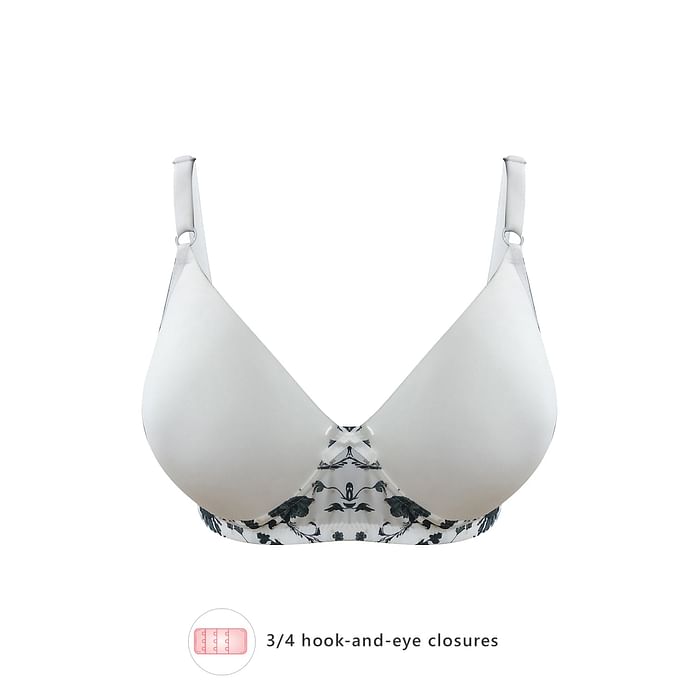 

Clovia Padded Non-Wired Full Cup Printed T-shirt Bra in White - BR1897U18