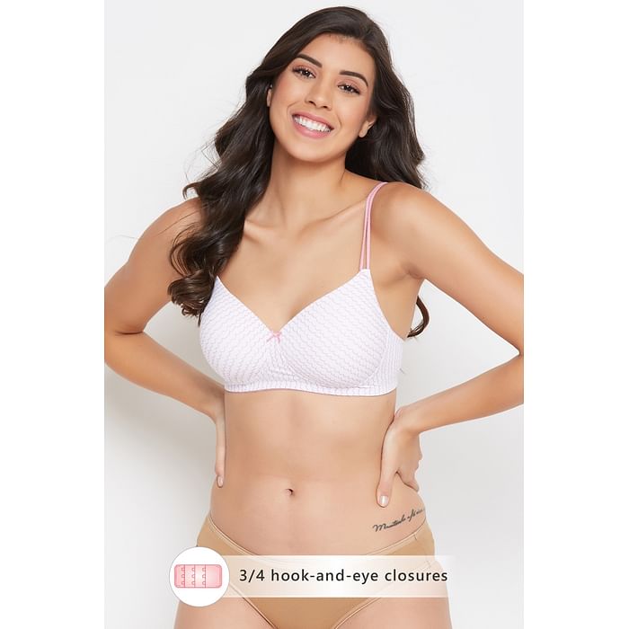

Clovia Padded Non-Wired Full Cup Printed T-shirt Bra in White - BR1067T18