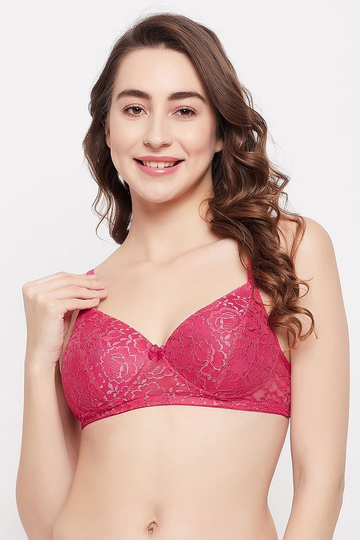 Buy Clovia Pink Non Wired Non Padded Bandeau Bra for Women Online
