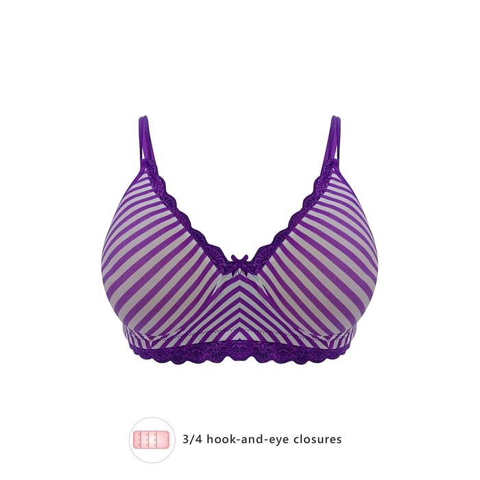 

Clovia Padded Non-Wired Full Cup Striped T-Shirt Bra in Purple - BR2247M15
