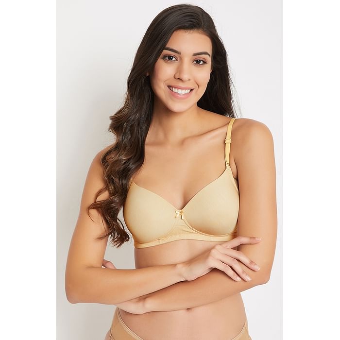 

Clovia Padded Non-Wired Full Cup T-shirt Bra in Off-White - BR1277Y24, Nude-colour