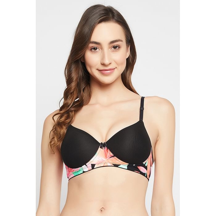 

Clovia Padded Non-Wired Full Cup T-shirt Bra in Black - BR2347S19, Multicolour