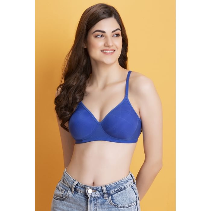 

Clovia Padded Non-Wired Full Cup T-shirt Bra in Blue - BR0738Q08, Navy