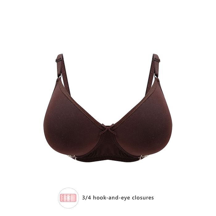 Clovia - Clovia Padded Non-Wired Full Cup T-shirt Bra in Coffee Brown – BR1897M06