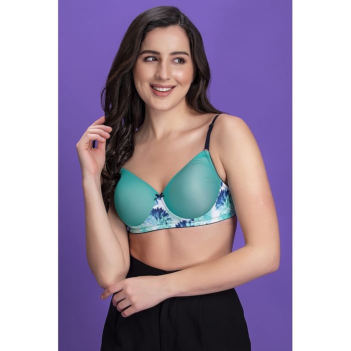 

Clovia Padded Non-Wired Full Cup T-shirt Bra in Green - BR1897V17, Dark green