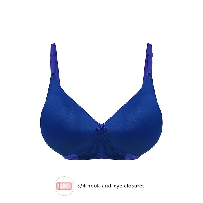 

Clovia Padded Non-Wired Full Cup T-shirt Bra in Electric Blue - BR2122P08, Navy