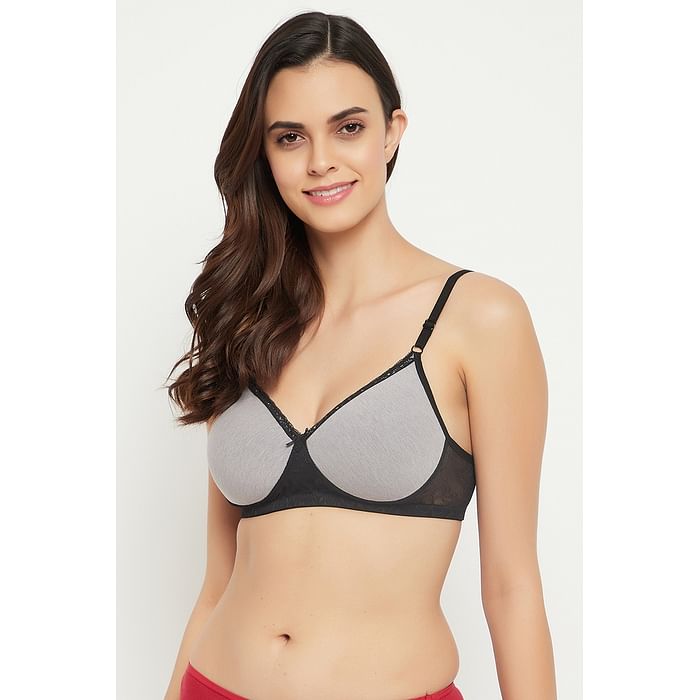 

Clovia Padded Non-Wired Full Cup T-shirt Bra in Light Grey - Cotton - BR1806S01