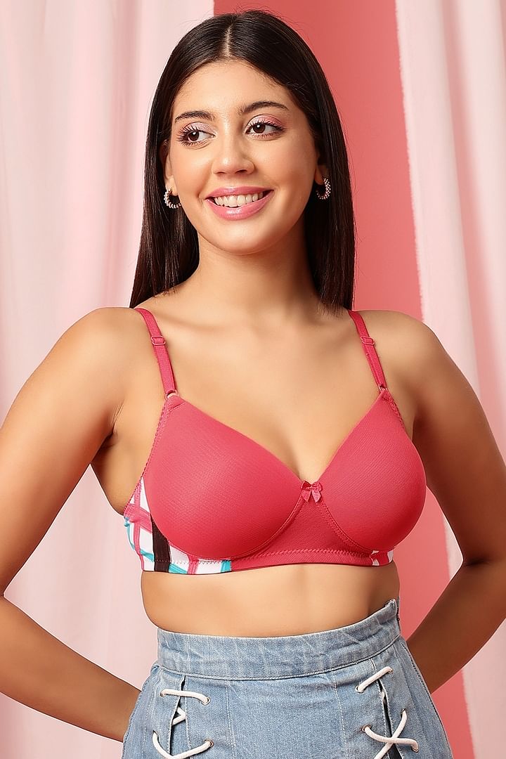 Buy Padded Non-Wired Full Cup T-shirt Bra in Magenta Online India
