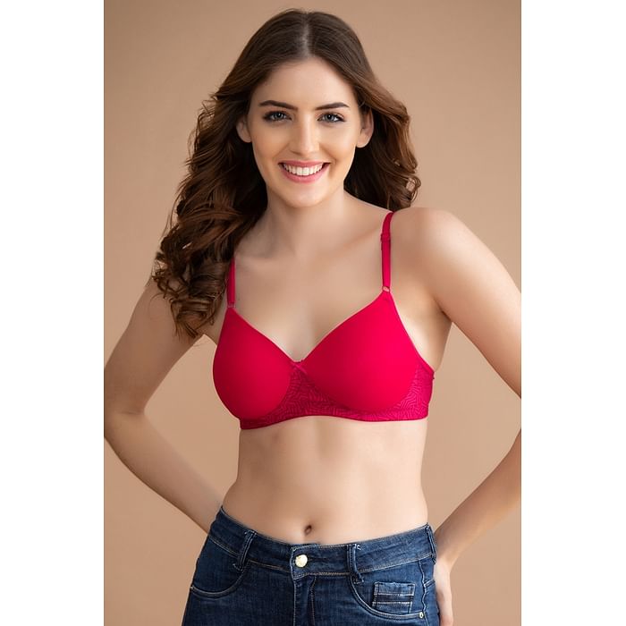 

Clovia Padded Non-Wired Full Cup T-shirt Bra in Magenta - BR1897T14, Pink