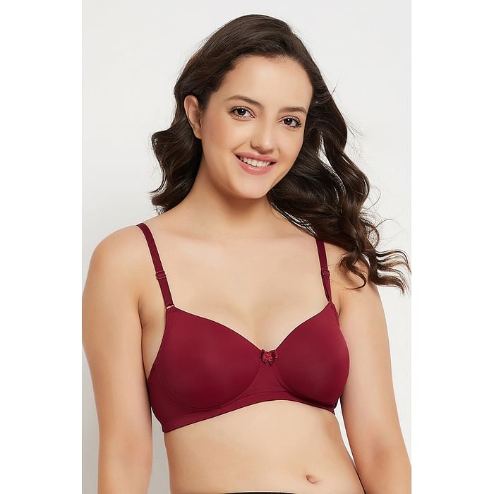 

Clovia Padded Non-Wired Full Cup T-shirt Bra in Maroon - BR1644P09