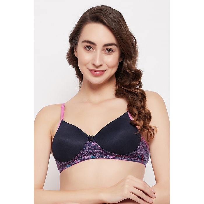 

Clovia Padded Non-Wired Full Cup T-shirt Bra in Navy Blue - BR1897W08