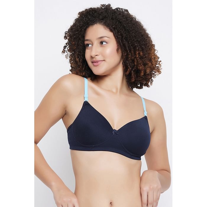 

Clovia Padded Non-Wired Full Cup Multiway T-shirt Bra in Navy - Cotton Rich - BR1646P08