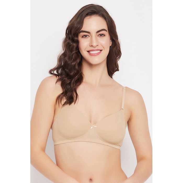 

Clovia Padded Non-Wired Full Cup T-shirt Bra in Nude Colour - BR1644Q24