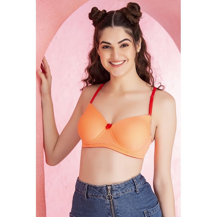 

Clovia Padded Non-Wired Full Cup T-shirt Bra in Peach - BR0935Y16, Orange