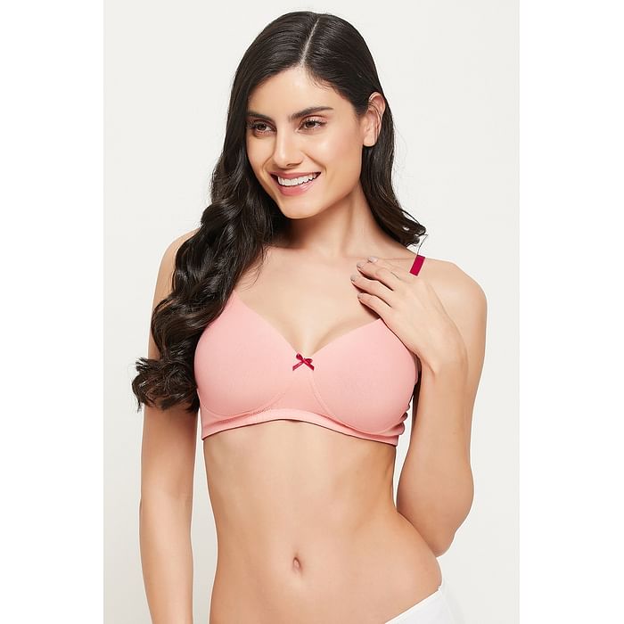 

Clovia Padded Non-Wired Full Cup T-shirt Bra in Peach Colour - Cotton - BR1779P34, Teal