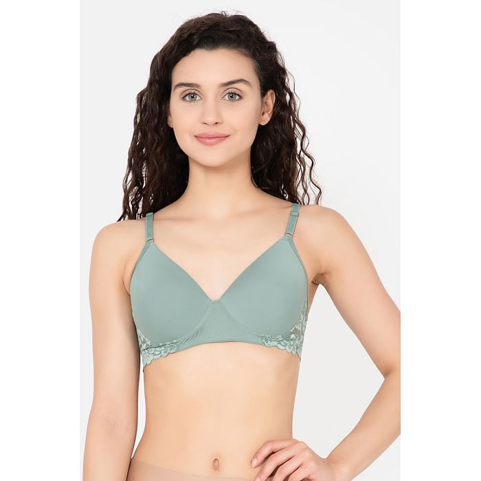 

Clovia Padded Non-Wired Full Cup T-shirt Bra in Sage Green - BR2313P11, Light green