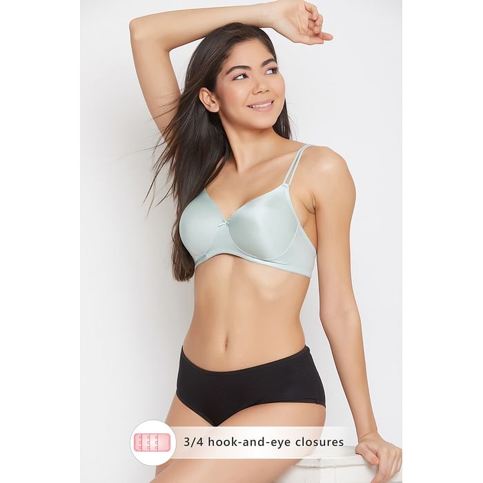

Clovia Padded Non-Wired Full Cup T-shirt Bra in Sage Green - BR1067M11, Light green
