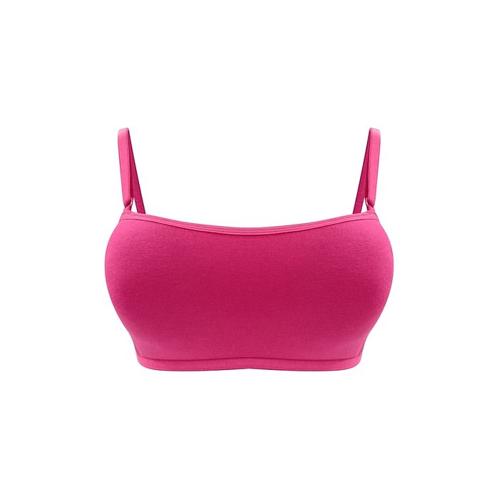 

Clovia Padded Non-Wired Full Cup Teen Bra in Dark Pink with Removable Pads - Cotton - BB0023A14