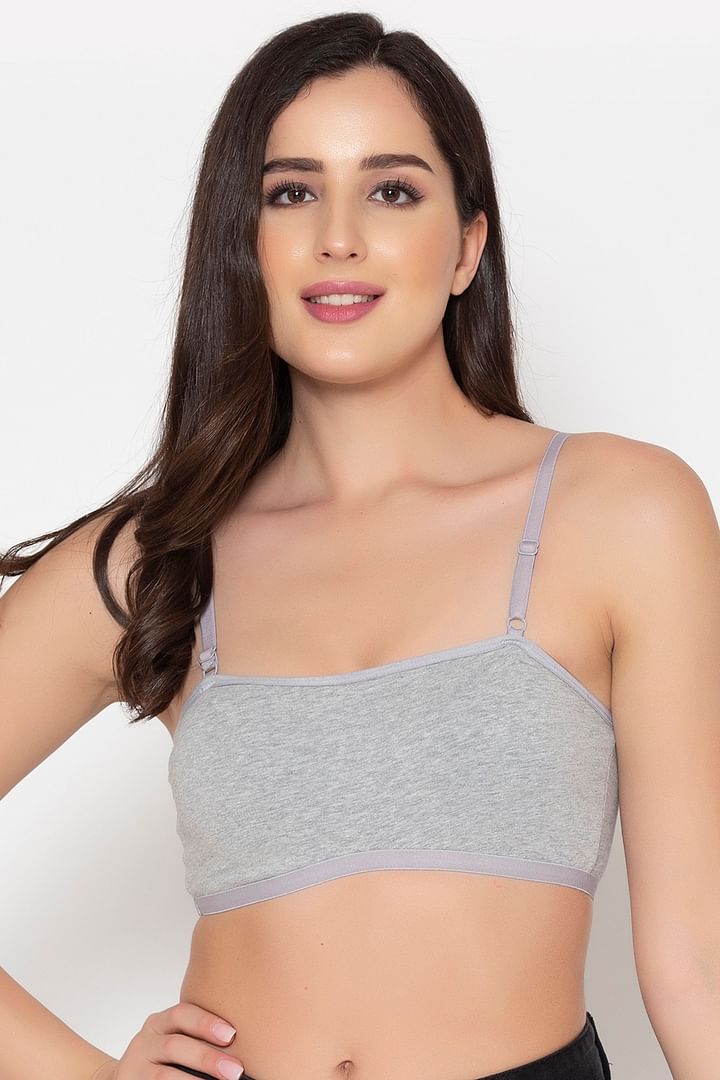Buy Padded Non-Wired Full Cup Teen Bra in Light Grey with