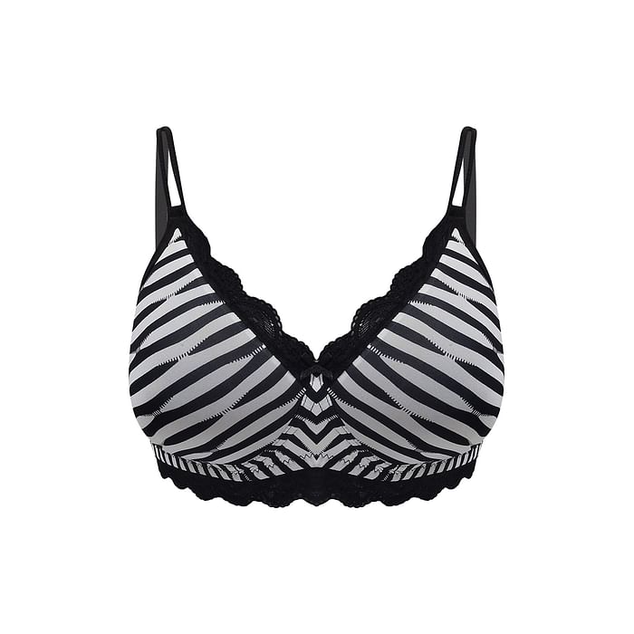 

Clovia Padded Non-Wired Full Cup Zebra Print T-shirt Bra in White - BR2247A13, Black