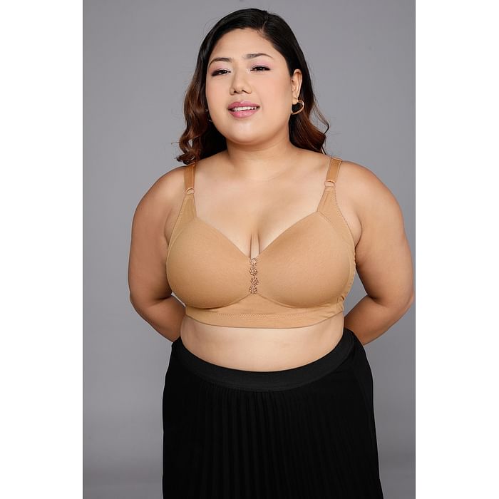 

Clovia Padded Non-Wired Full Figure T-shirt Bra in Nude Colour - Cotton - BR2500P24