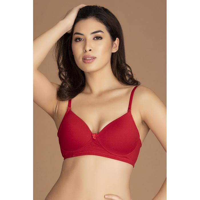 

Clovia Padded Non-Wired Full Coverage Multiway T-Shirt Bra in Red - BR1964P04