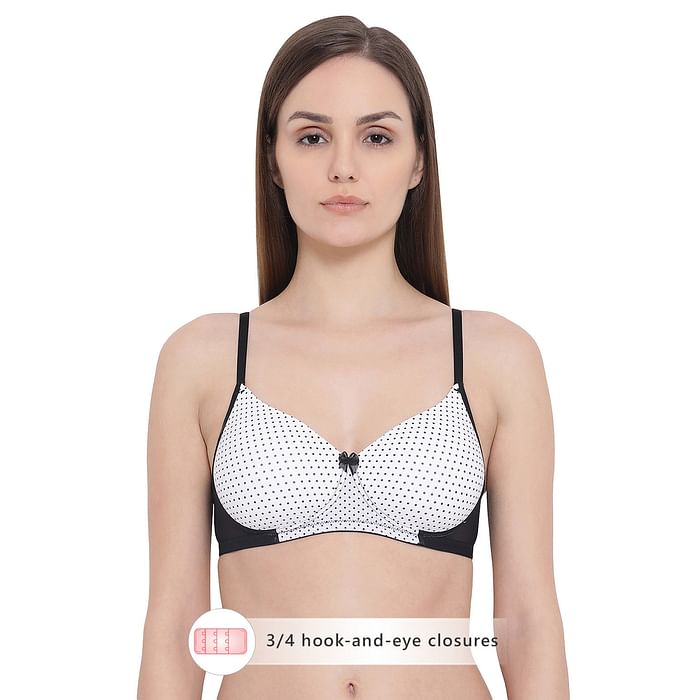 

Clovia Padded Non-Wired Polka Print Full Cup T-shirt Bra In White - BR1737M18