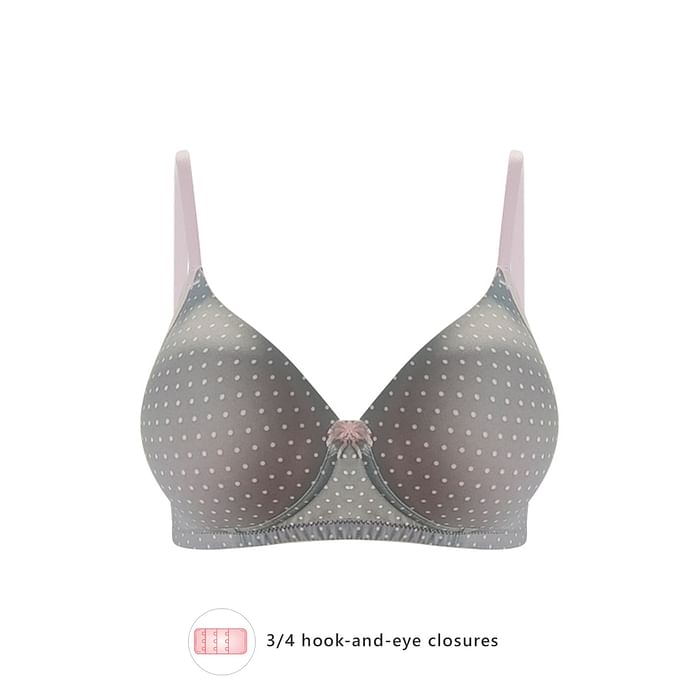 

Clovia Padded Non-Wired Polka Print T-Shirt Bra in Dark Grey With Matching PN5101V22 - BR0935R05