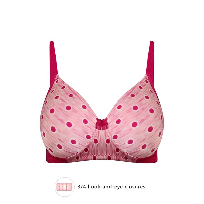 

Clovia Padded Non-Wired Full Coverage Polka Print T-Shirt Bra in Pink - BR1737L14