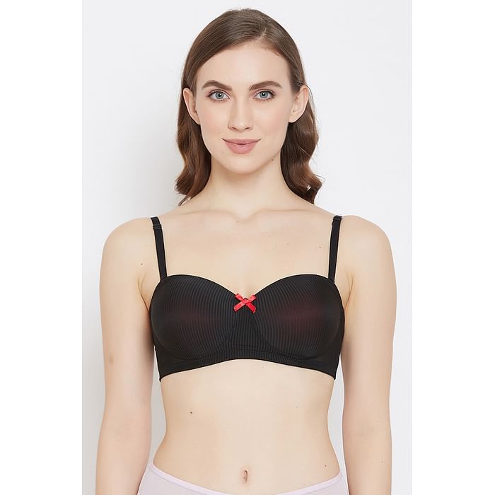 

Clovia Padded Non-Wired Full Coverage Balconette Bra in Black - BR2081P13