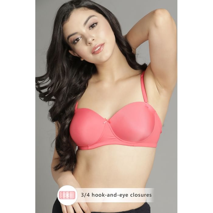 

Clovia Padded Non-Wired Full Coverage Multiway Strapless Bra in Pink with Balconette Style - BR2081A22, Light pink