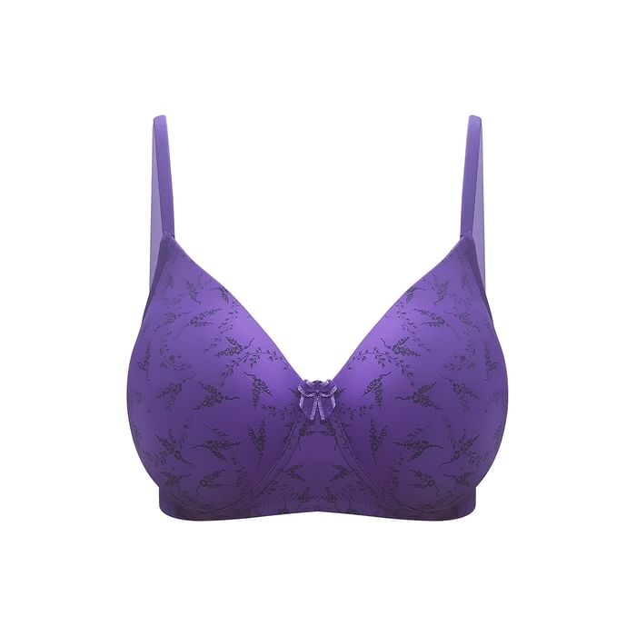 

Clovia Padded Non-Wired Full Printed Full Cup T-shirt Bra in Dark Purple - BR1804R15