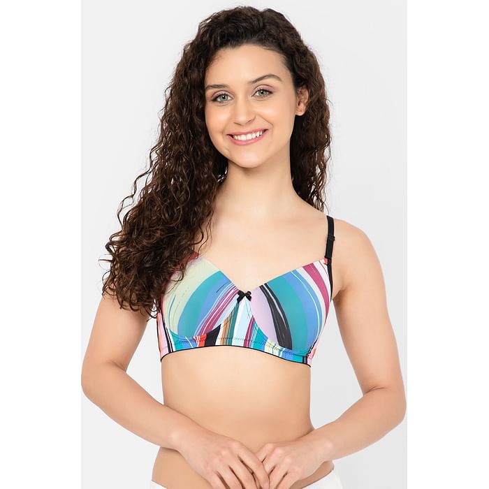 

Clovia Padded Non-Wired Printed Multiway T-shirt Bra in Multicolour - BR0935H19