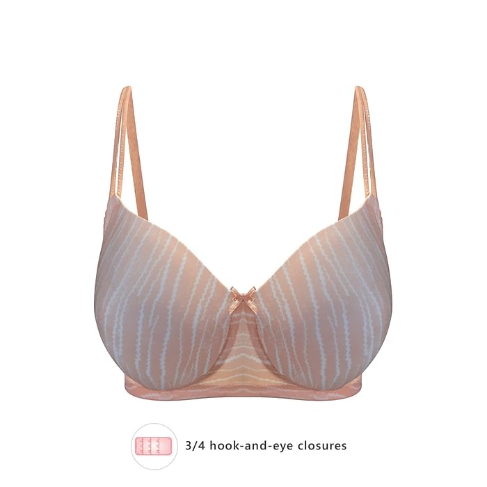 

Clovia Padded Non-Wired Printed T-Shirt Bra in Orange - BR1552R16