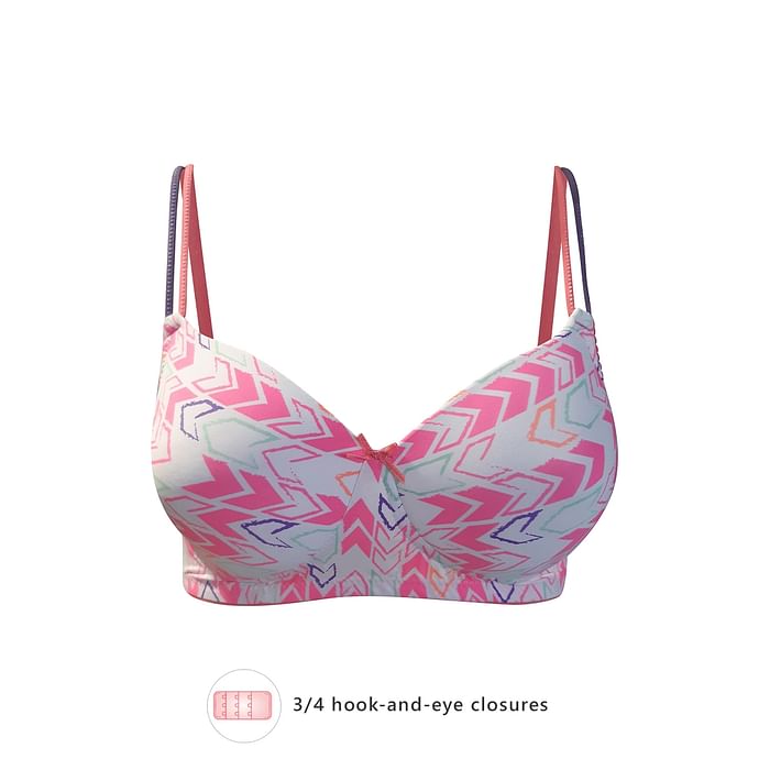 

Clovia Padded Non-Wired Printed T-Shirt Bra in Pink - BR1552N14