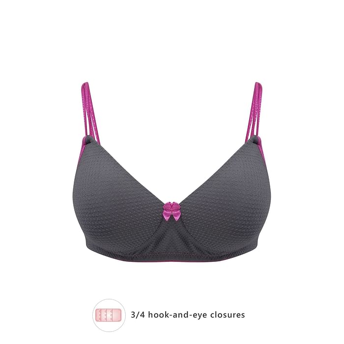 

Clovia Padded Non-Wired Self-Patterned Full Cup Bra in Dark Grey - BR1067J05