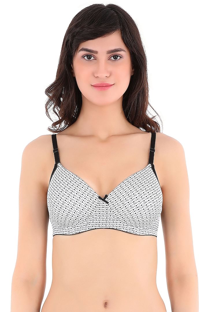 Clovia Women's Wire Free Lace and Nylon Full Coverage Everyday T-Shirt Bra  (White, 38B) (Polka Dot) Lightly Padded at  Women's Clothing store