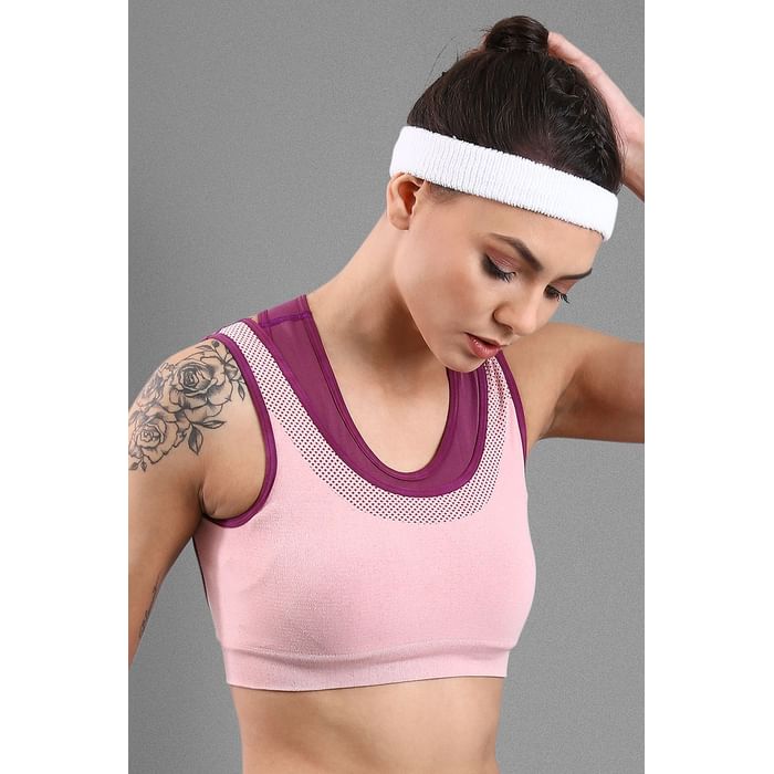 

Clovia Light Pink Padded Seamless Sports Bra with Racerback - BR1867P22
