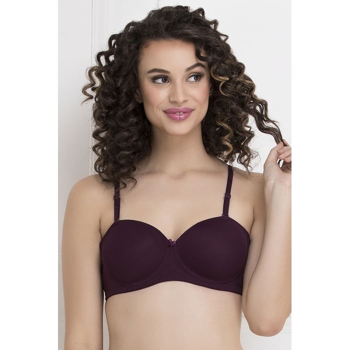 

Clovia Padded Underwired Full Cup Multiway Strapless T-shirt Bra in Purple with Balconette Style - BR1266R15